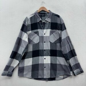 Harley Davidson Men's 2XL Black White Buffalo Plaid Flannel Shirt